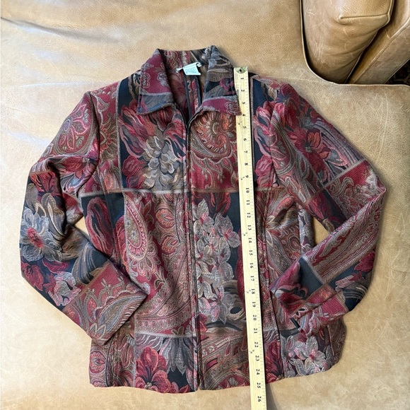 Vintage Dress Barn Tapestry Floral Zip Up Jacket Women’s Size 8 - Picture 3 of 7